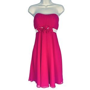 Allure Bridal Hot Pink Strapless Chiffon Cocktail Dress Size 2